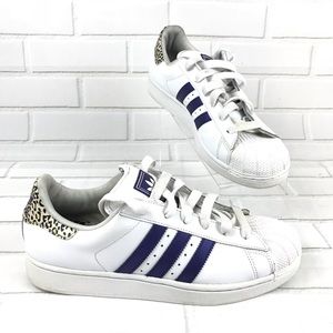 Adidas Superstar White and Leopard Cheetah mens 11